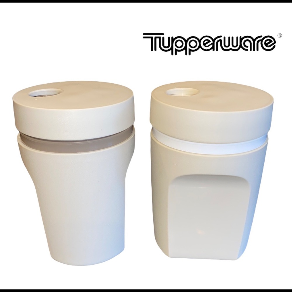 Tupperware White Cream Modular Kitchen Canisters - Set of 2